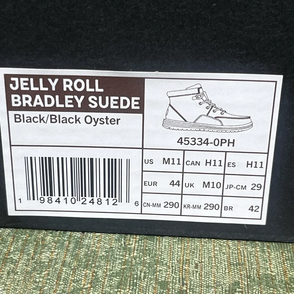 Size‎ 11-Jelly Roll Hey Dude Suede Bradley Boot Black Skull Print Brand New